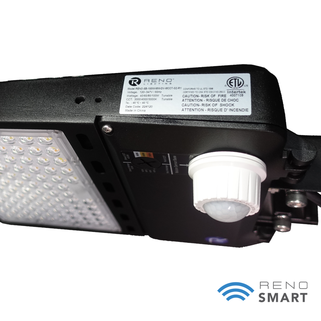 LED SHOEBOX | Selectable WATTAGE 240/280/300/320W | MULTI CCT 3000/4000/5000K | Up to 170lm/W | 120-347V | BLACK FINISH. RENO-SB-320W-MW-DV-MCCT-G2-R4