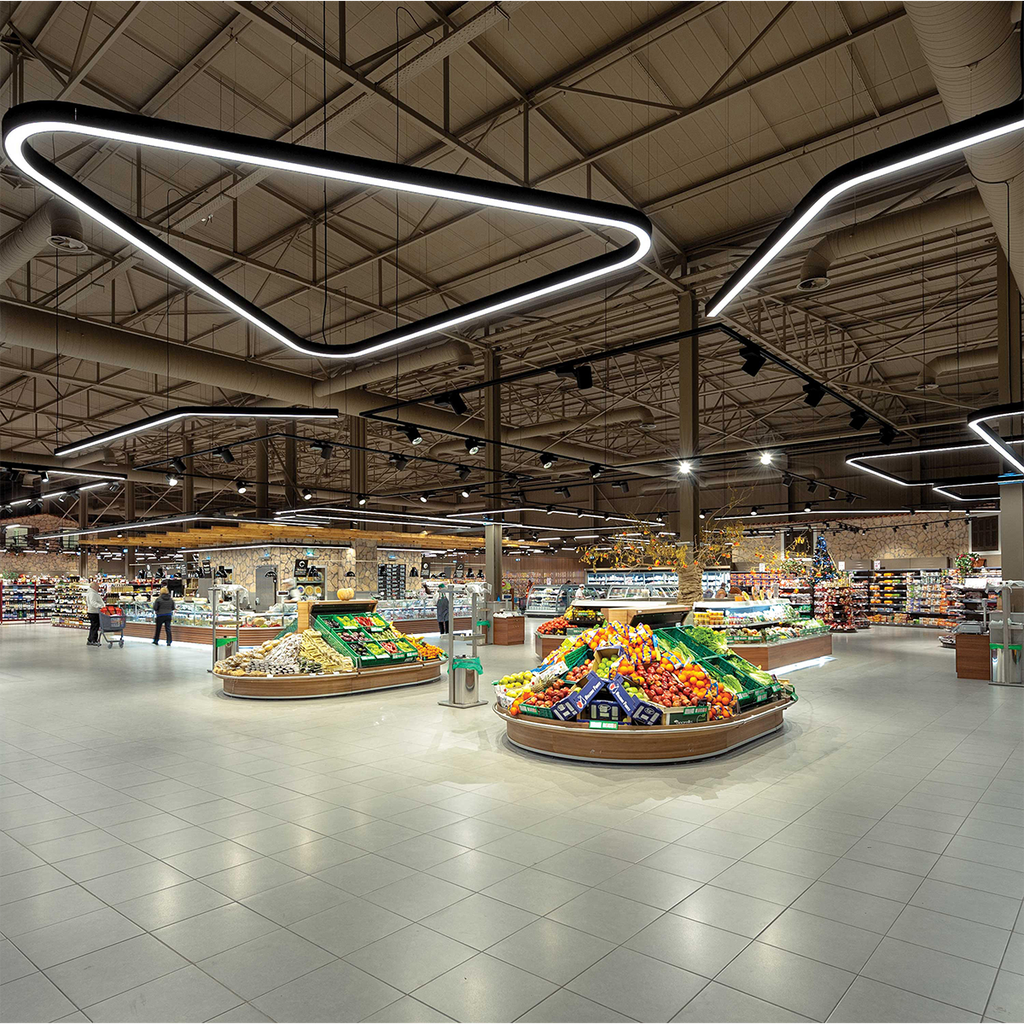 Architectural Strip Fixtures 8FT | Multi-wattage | Multi-CCT | 0-10V Dimming | 120-347V | 130lm/watt | Black Finish with 8FT CORD | RENO-TLSN8-DV-MCCT-MW-BK-G2 (8FT)